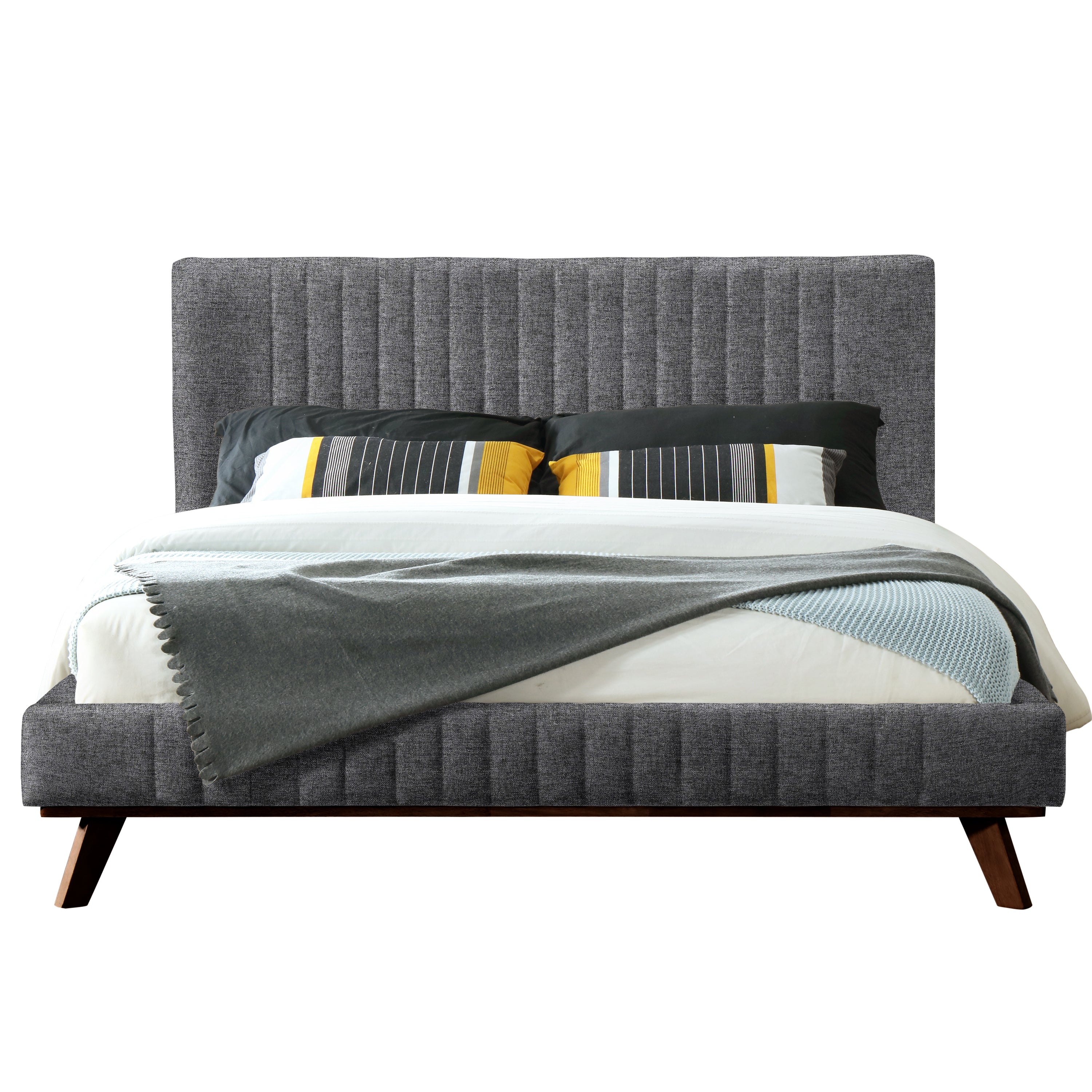 Sven Upholstered Platform Bed - Queen size, Dark Grey