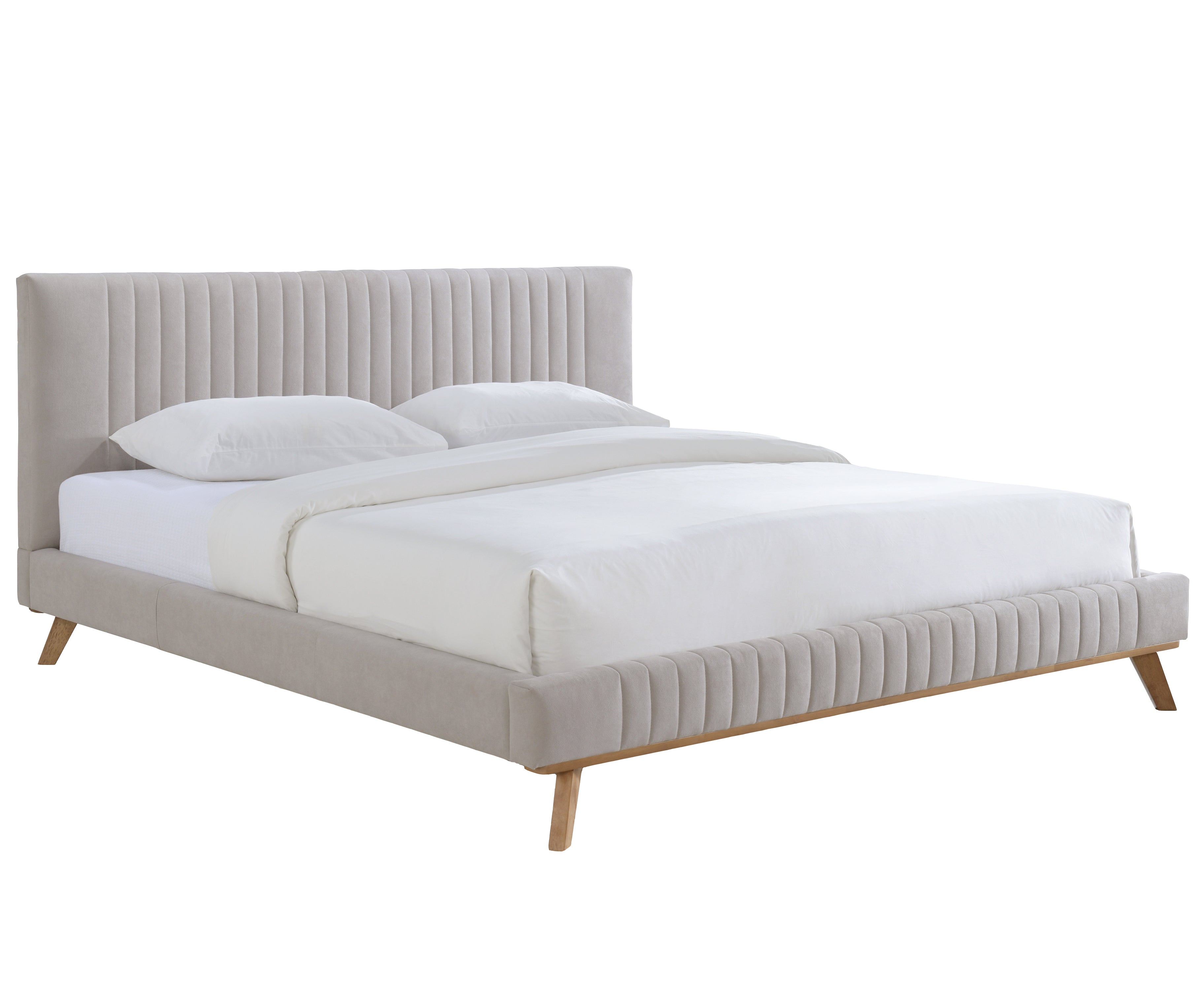 Sven Upholstered Platform Bed - King size, Taupe