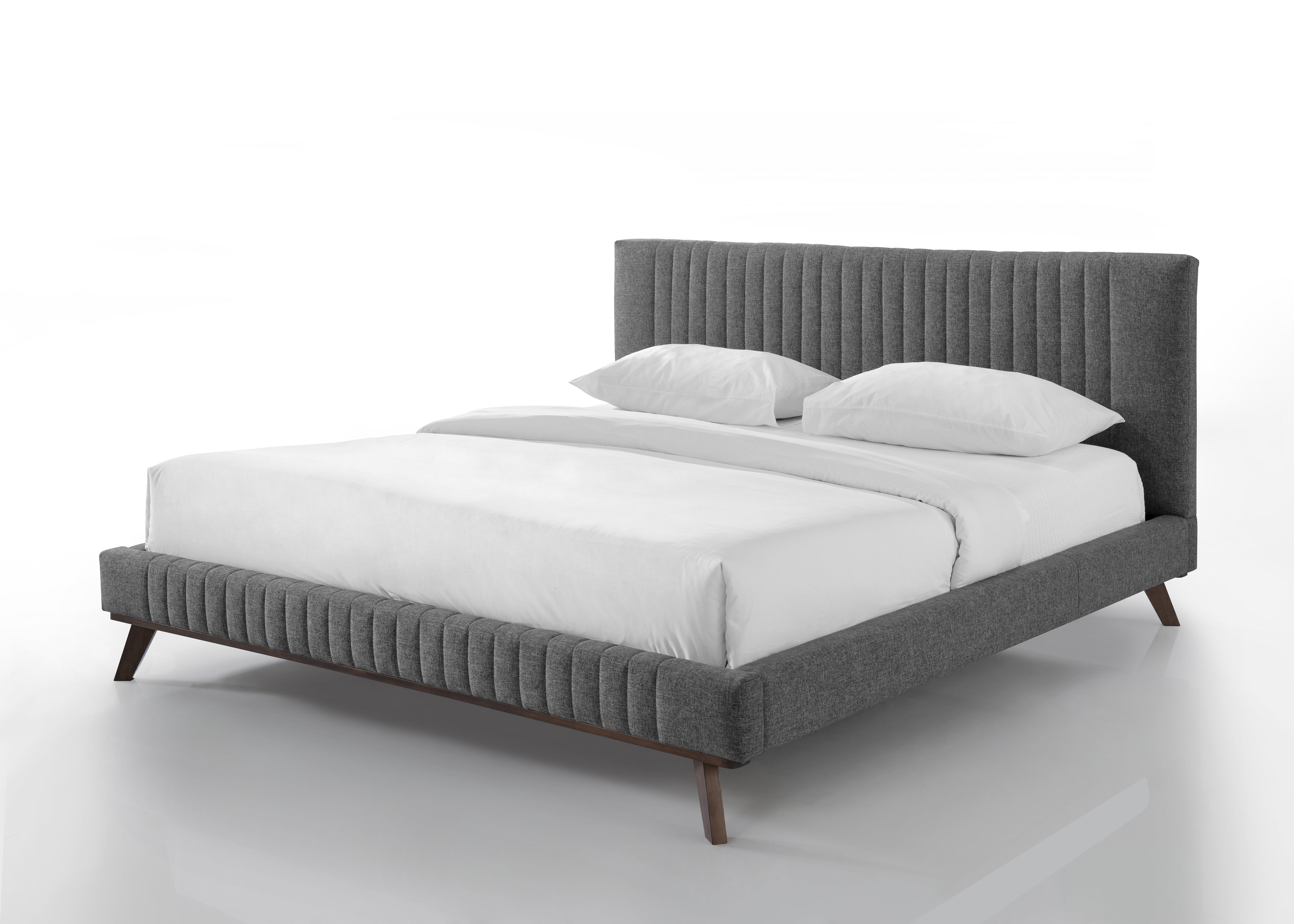 Sven Upholstered Platform Bed - King size, Dark Gray