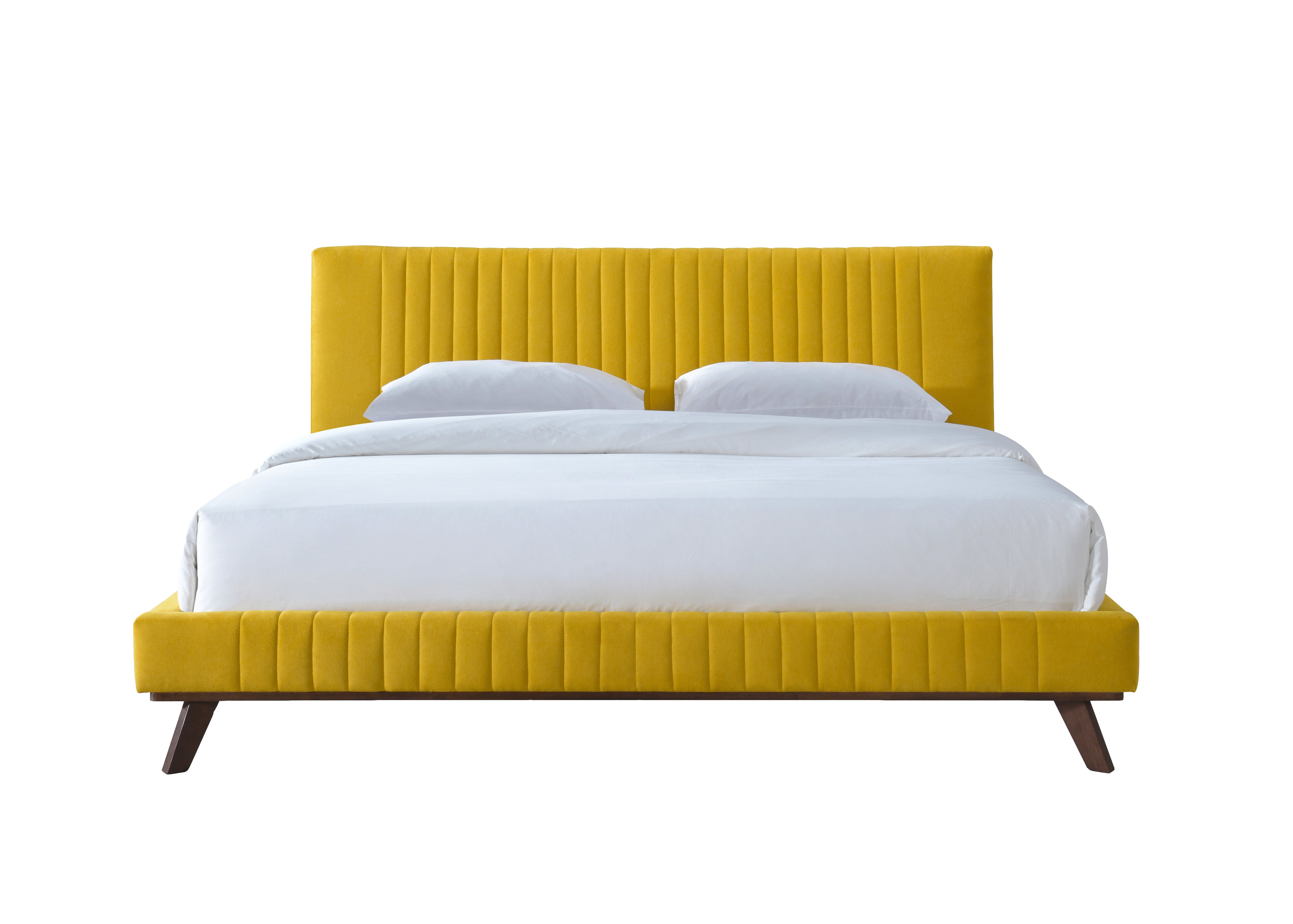 Sven Upholstered Platform Bed - King size, Mustard