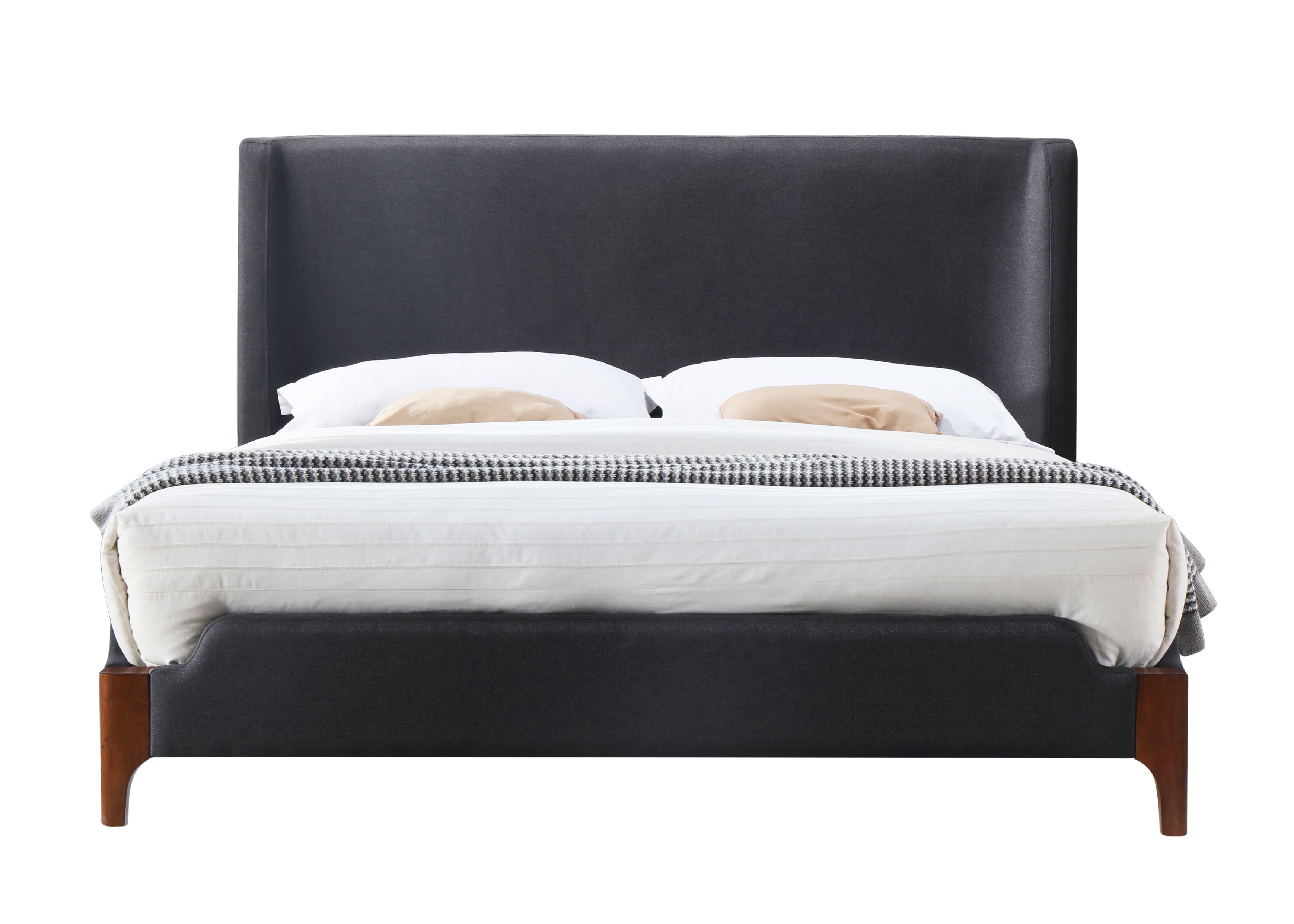 Harper Upholstered Platform Bed - Charcoal Black