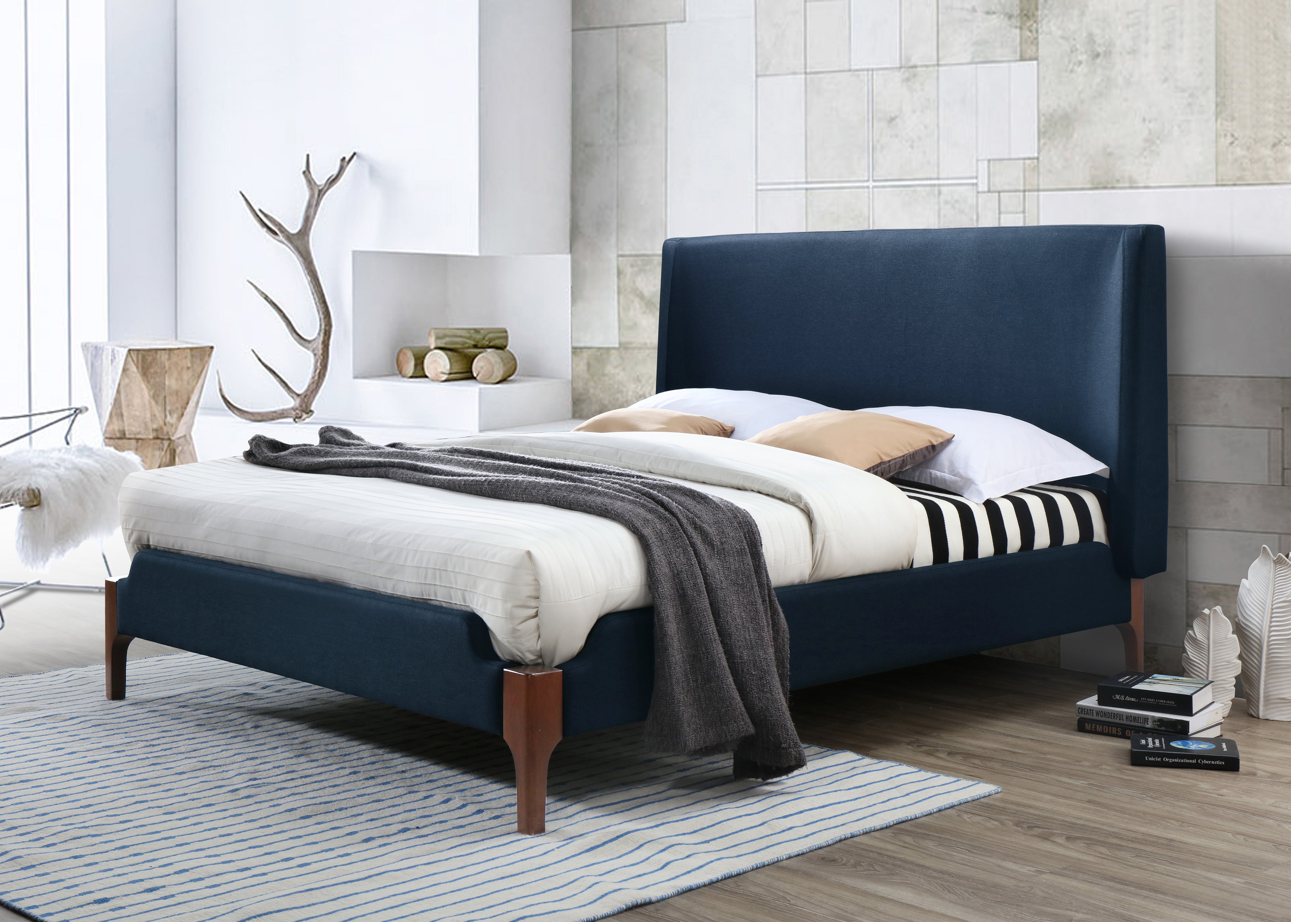 Harper Upholstered Platform Bed - Blue