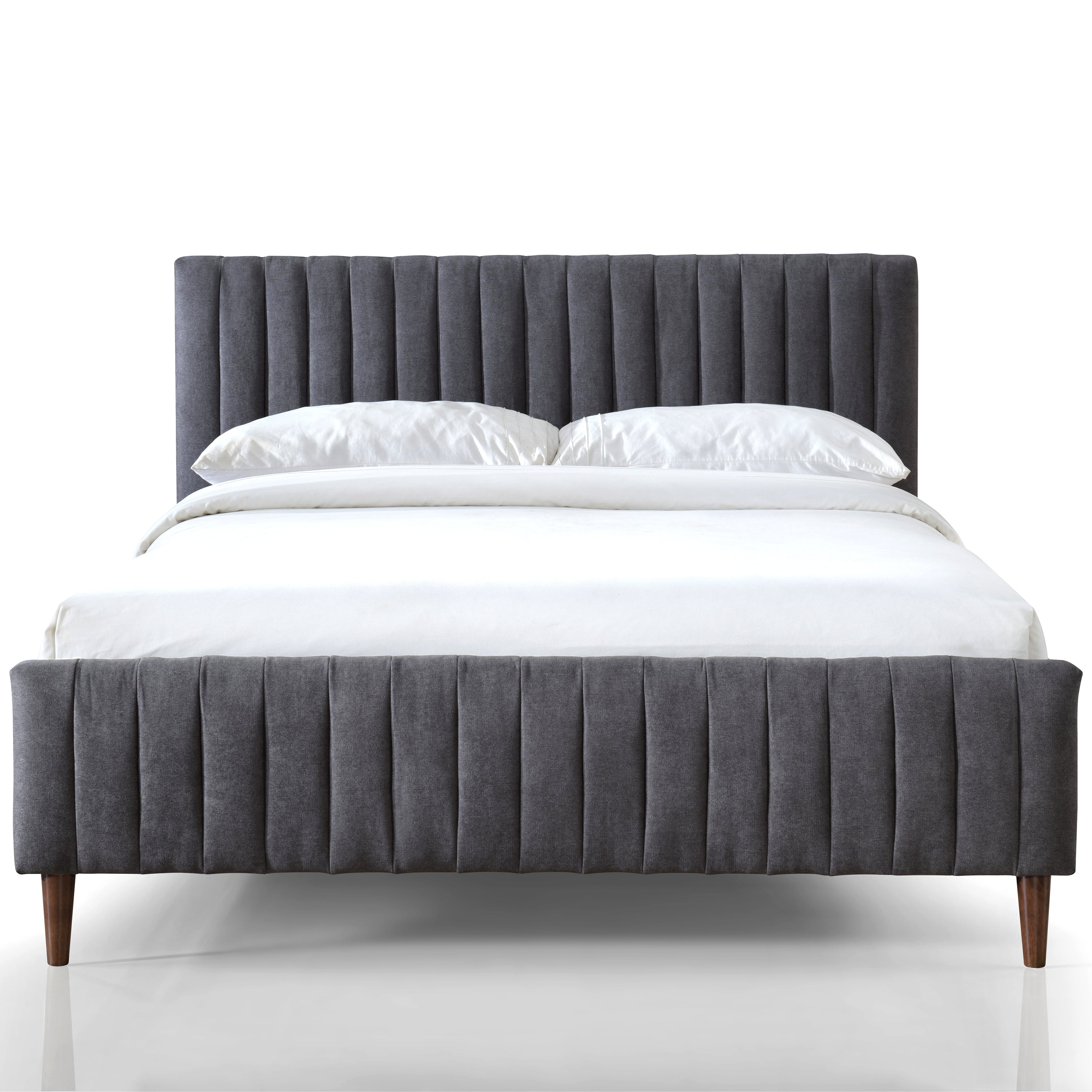 Spencer Upholstered Platform Bed - Queen size, Dark Gray
