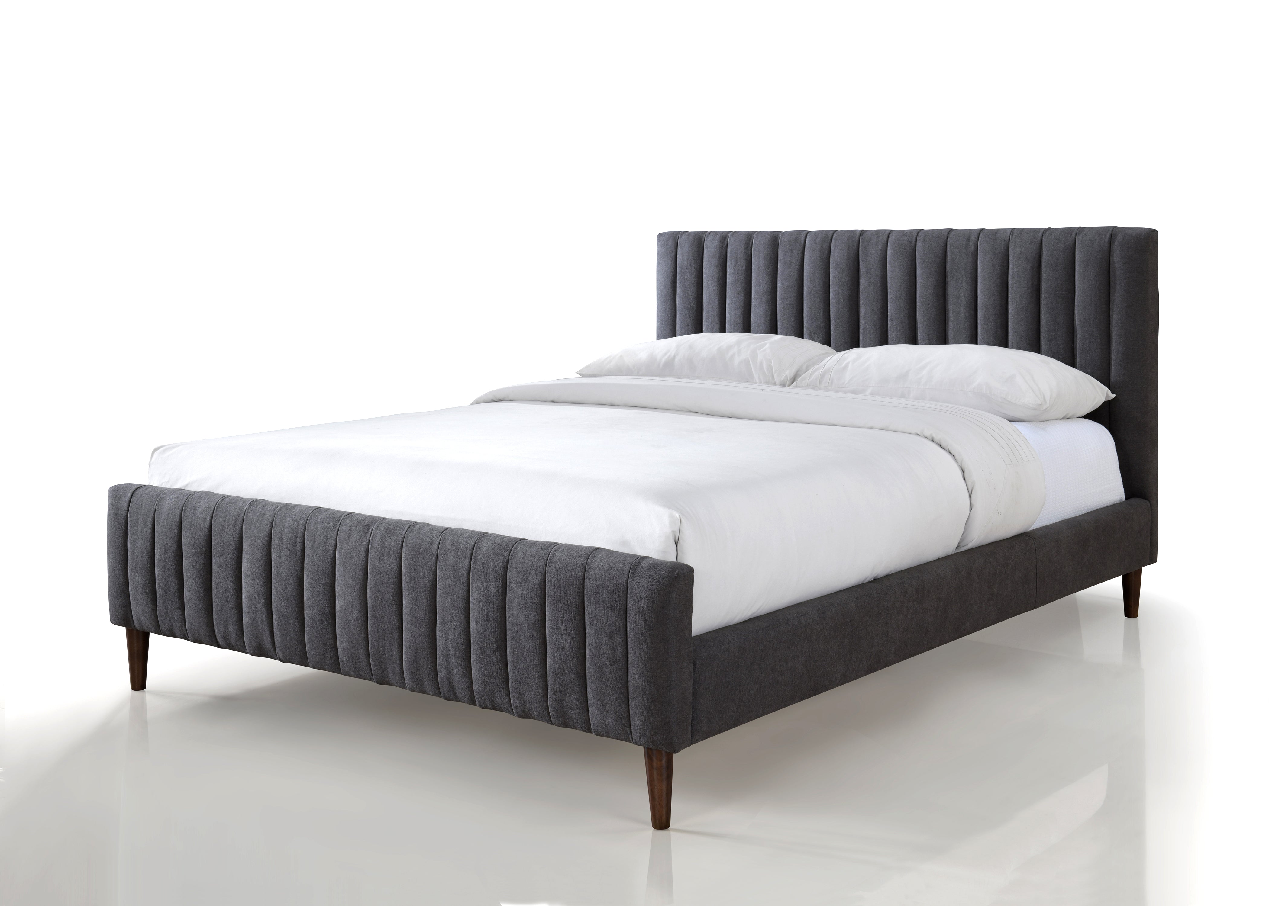 Spencer Upholstered Platform Bed - Queen size, Dark Gray