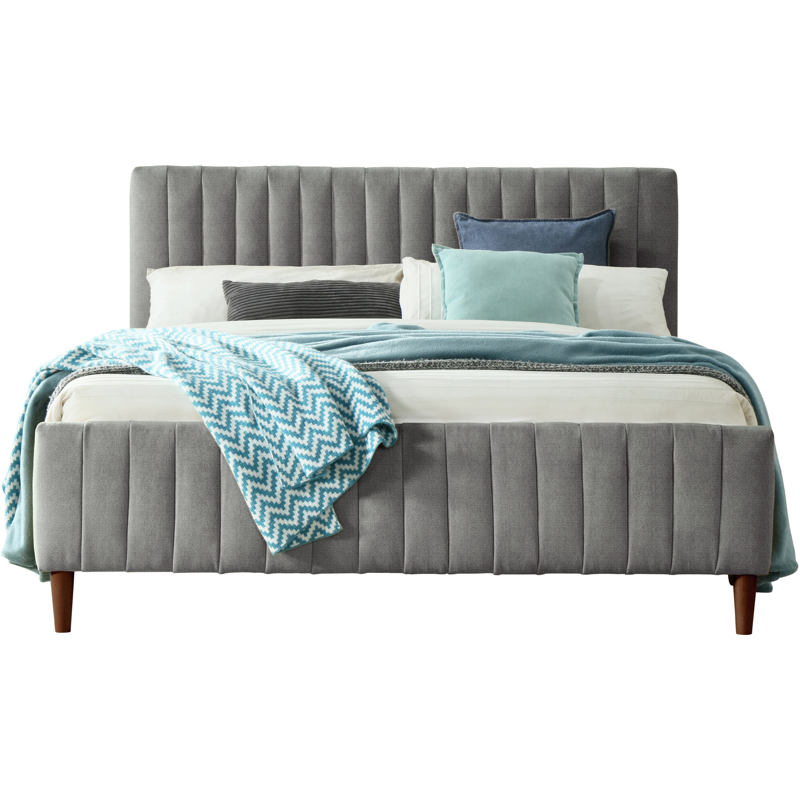Spencer Upholstered Platform Bed - Queen size, Grey