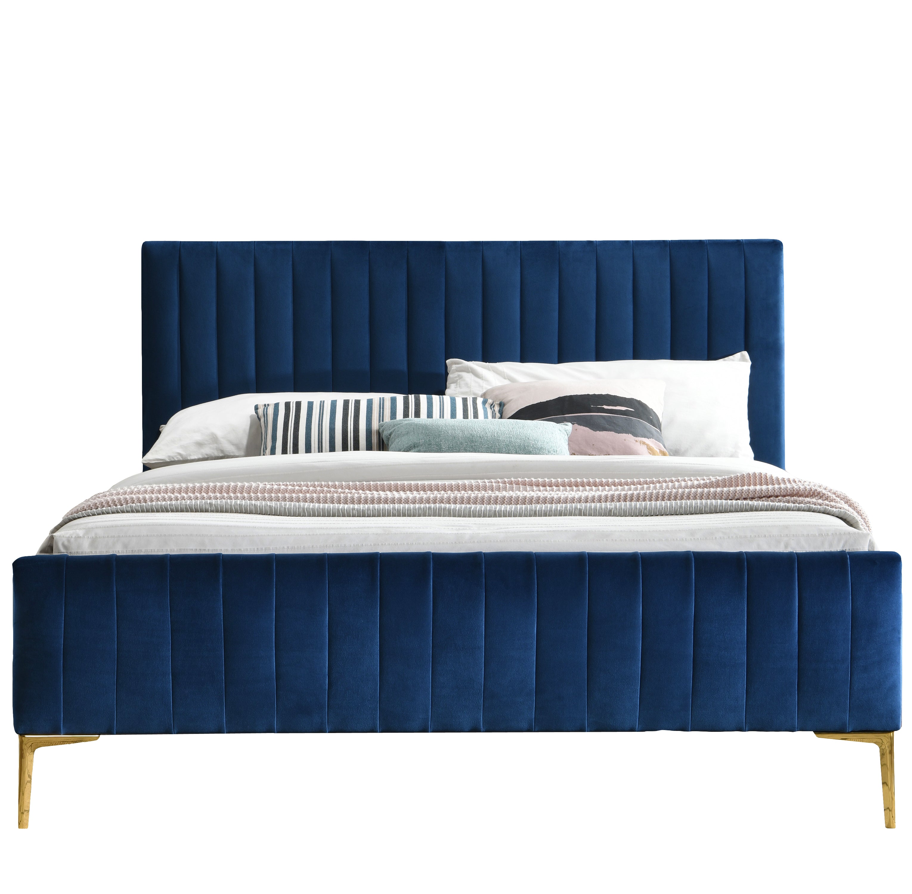 Julia Upholstered Platform Bed - Queen size, Blue