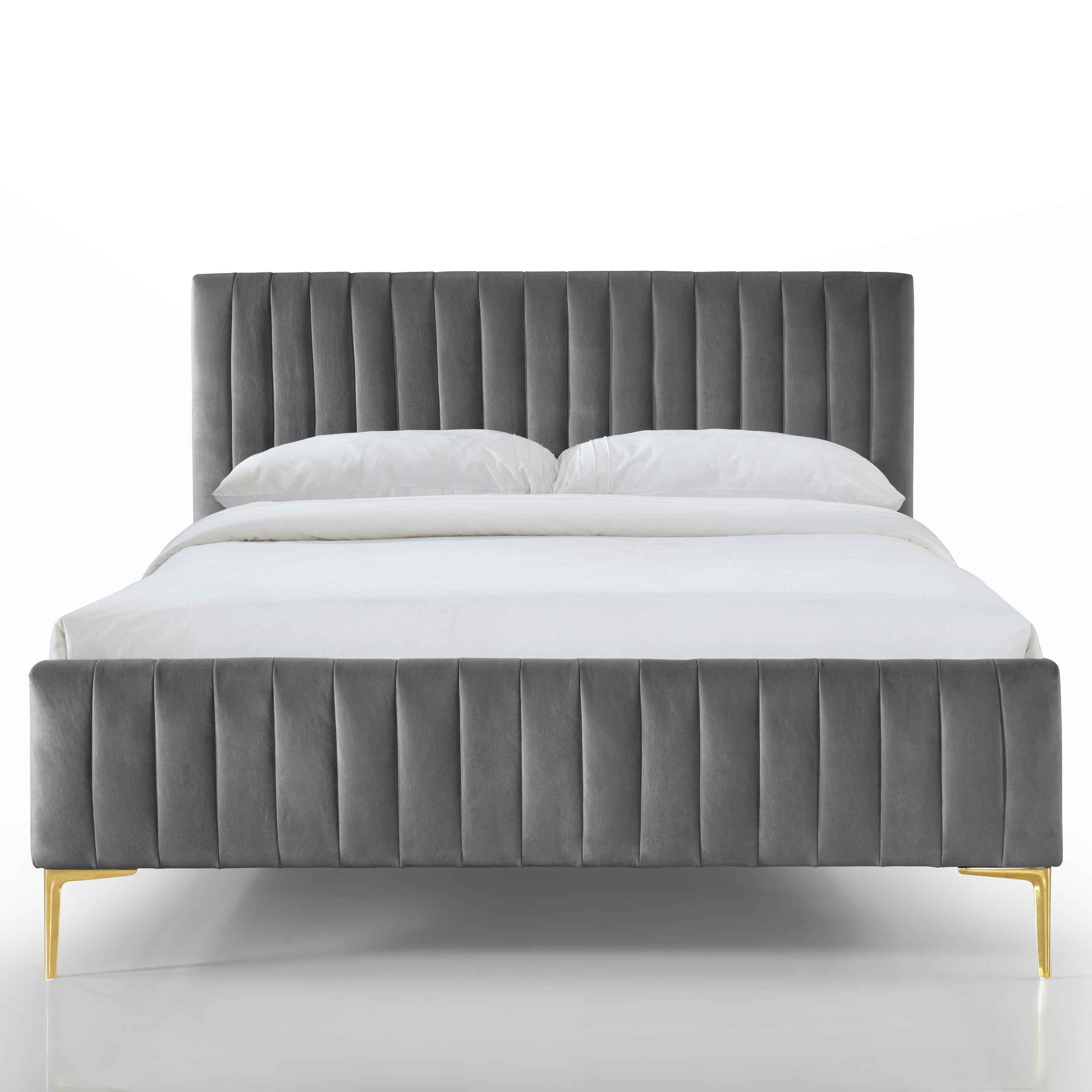 Julia Upholstered Platform Bed - Queen size, Charcoal