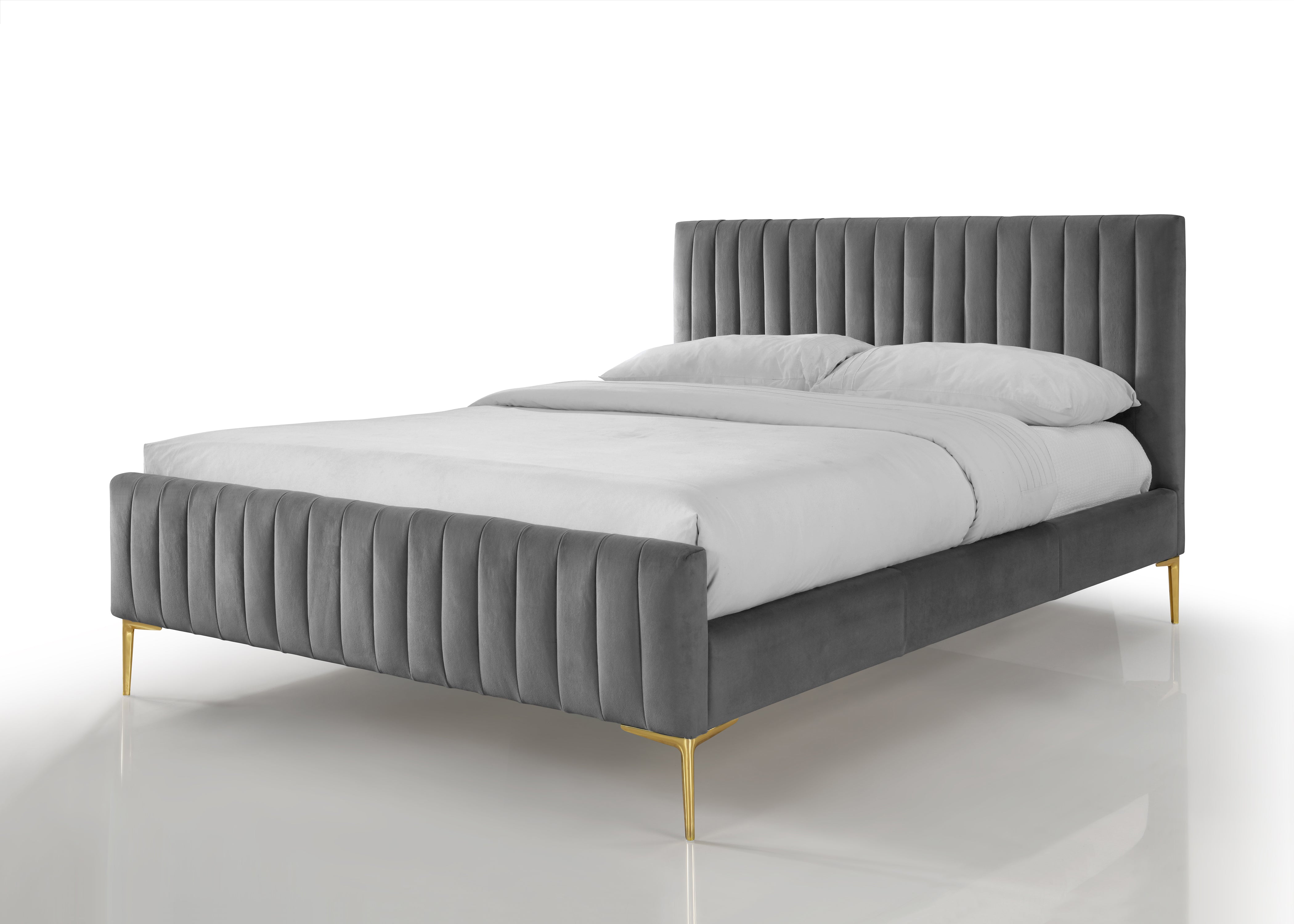 Julia Upholstered Platform Bed - Queen size, Charcoal