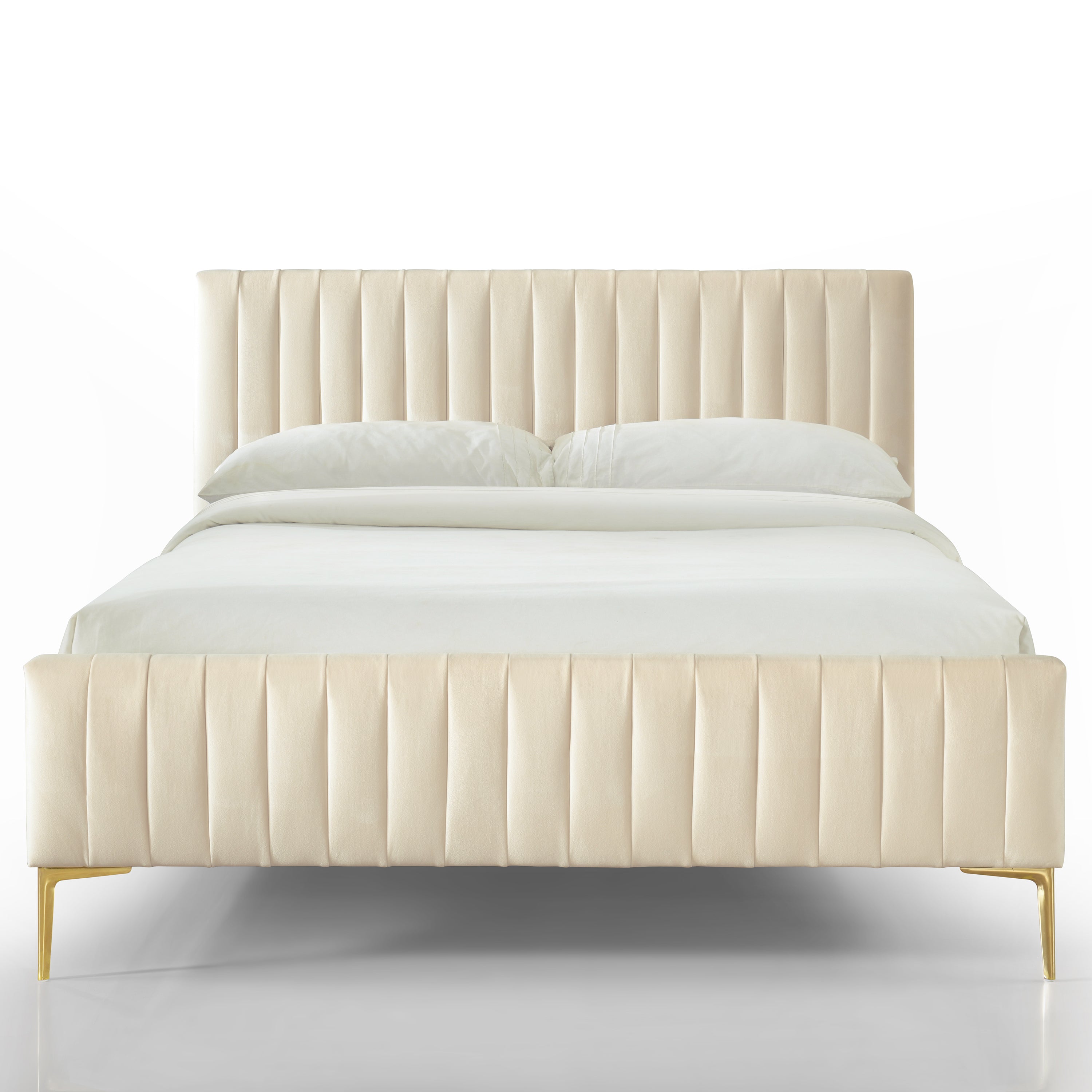 Julia Upholstered Platform Bed - Queen size, Ivory