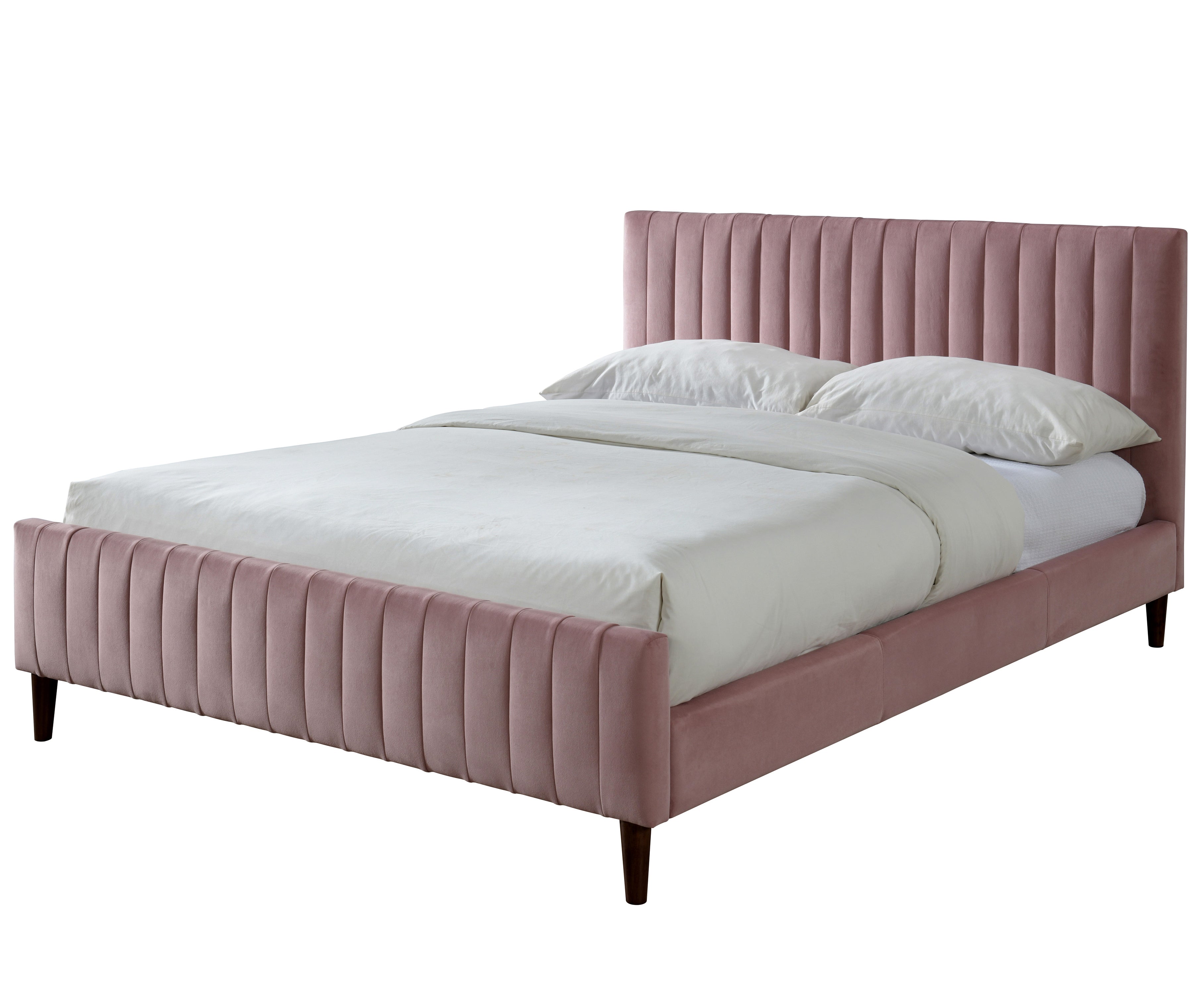 Spencer Upholstered Platform Bed - Queen size, Blush Velvet