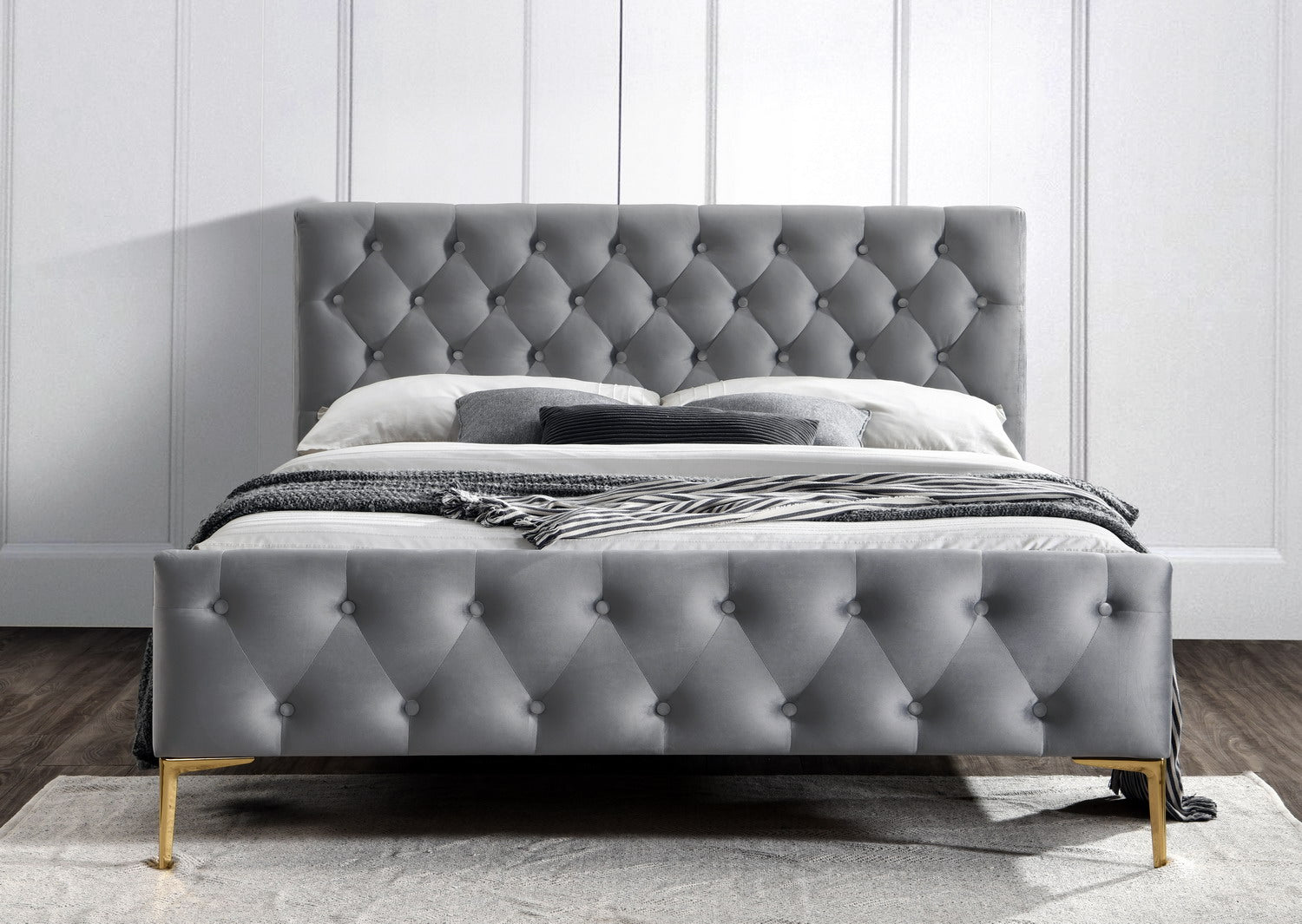 France Upholstered Platform Bed - Queen size, Charcoal