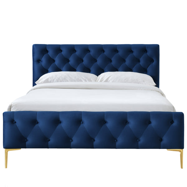 France Upholstered Platform Bed - Queen size, Blue