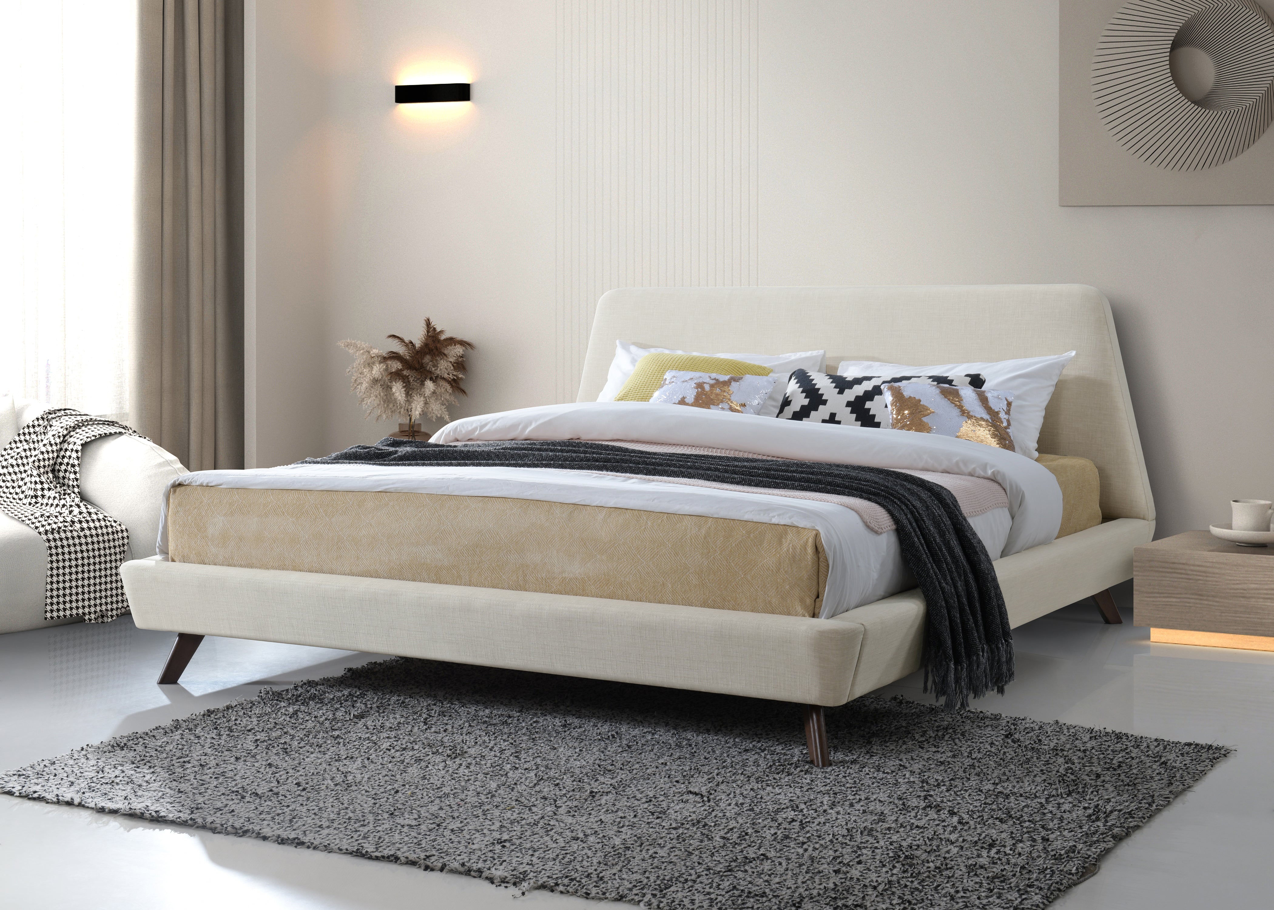 Henry Upholstered Platform Bed - King size, Beige