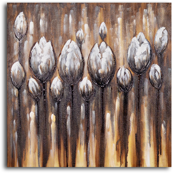 Hand Painted "Mocha tulips" Oil Painting