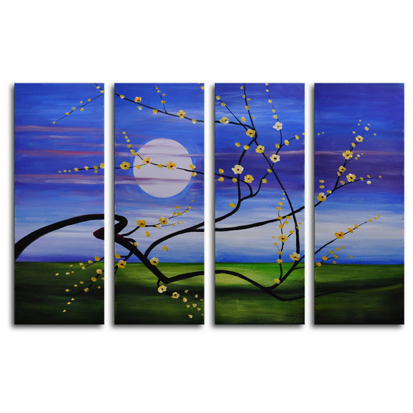 Hand Painted "Reach across the moon" 4 Piece Canvas Art Set