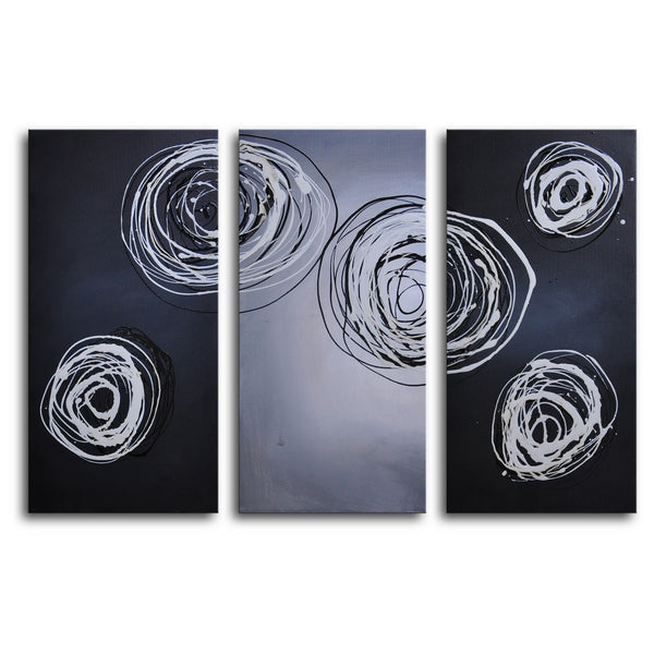Hand Painted "Cnidaria phosphorescence" 3 Piece Canvas Art Set