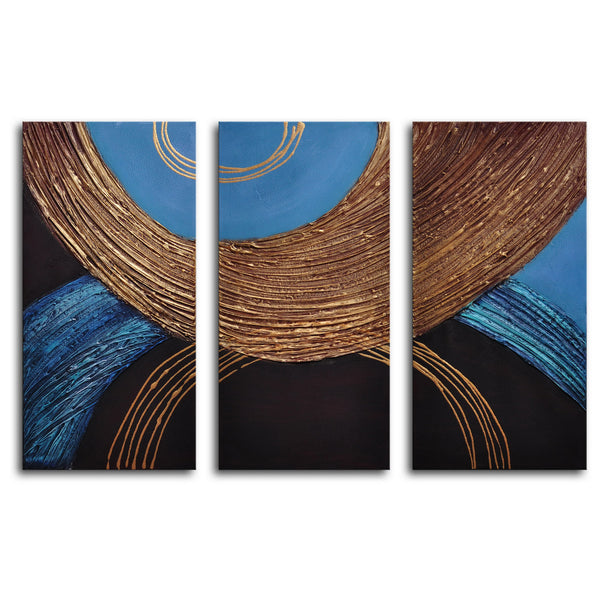 Hand Painted "Liquid gold" 3 Piece Canvas Art Set