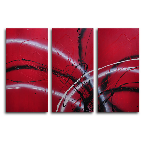 Hand Painted "Guitar Hear Oh" 3 Piece Canvas Art Set