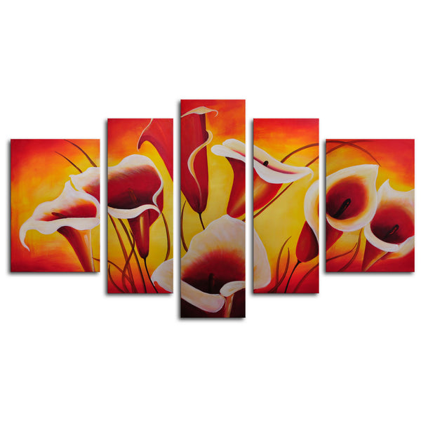 Hand Painted "Singing lilies" 5 Piece Canvas Art Set