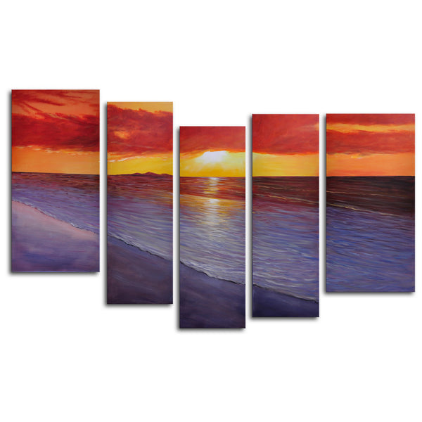 Hand Painted "Twilight shore" 5 Piece Canvas Art Set
