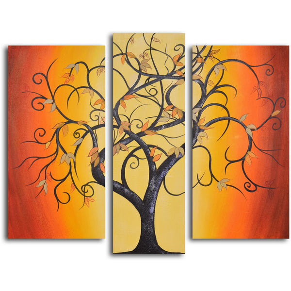 Hand Painted "Thai tree dance" 3 Piece Set Oil Painting