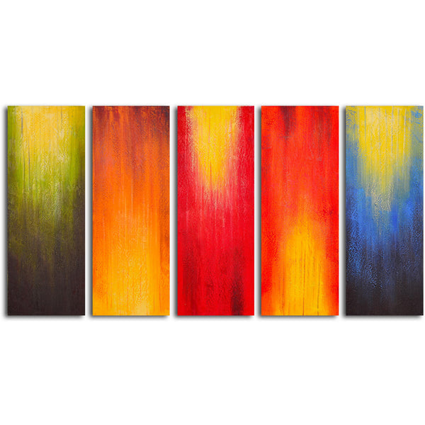 Hand Painted "Paintbrush panels of color" 5 Piece Set Oil Painting