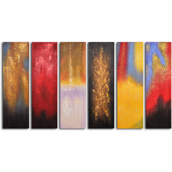 Hand Painted "Shades of fire " 6 Piece Set Oil Painting