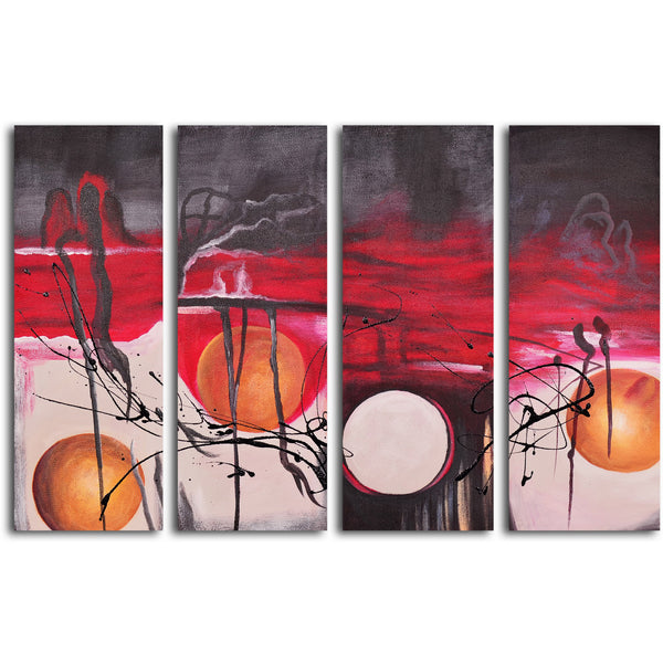 Hand Painted "Balls eclipsed in time" 4 Piece Set Oil Painting