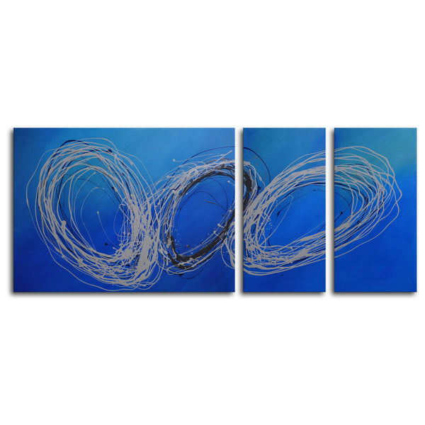 Hand Painted "Coils of wire" 3 Piece Canvas Art Set