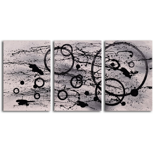 Hand Painted "Black on white expression" 3 Piece Set Oil Painting