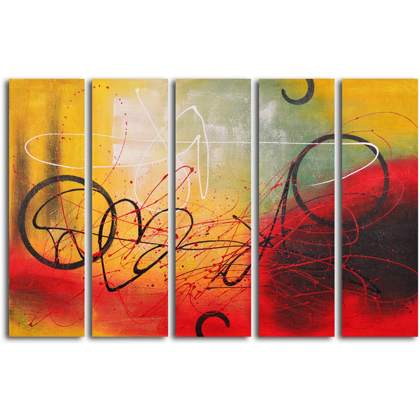 Hand Painted "Graffiti on copper" 5 Piece Set Oil Painting