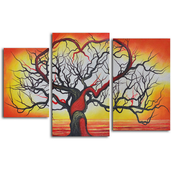 Hand Painted "The love of trees" 3 Piece Set Oil Painting