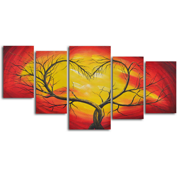 Hand Painted "Branching out to love" 5 Piece Set Oil Painting