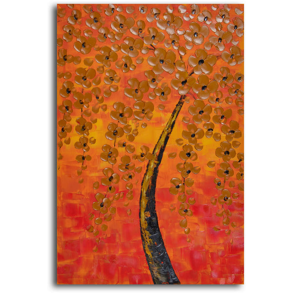 Hand Painted "Tree drenched in amber " Oil Painting