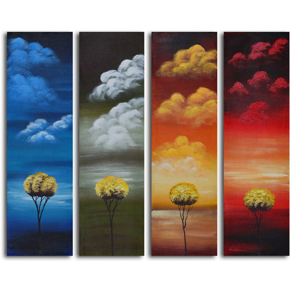 Hand painted "Many Moods of Solitude" 4 piece canvas set