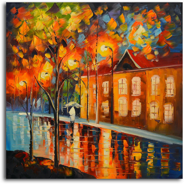 "Reflections in Night's Colors" Original Oil Painting on Canvas