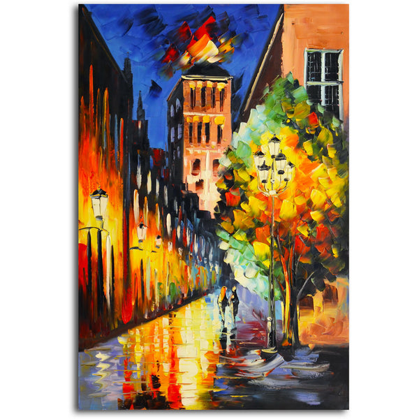 "Lamp-Lit Night" Original Oil Painting on Canvas