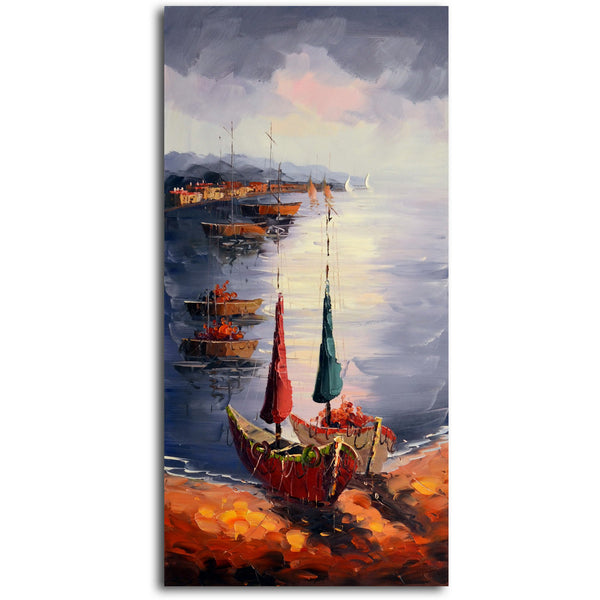 "Sailboats at Rest" Original Oil Painting on Canvas