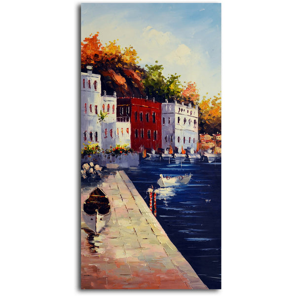 "Fishing Village Morning" Original Oil Painting on Canvas