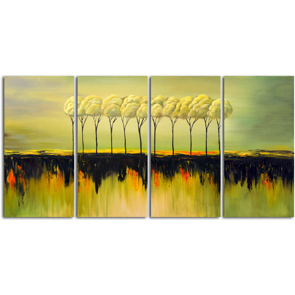"Sunset in the savanna" Original Oil painting on Canvas - Set of 4