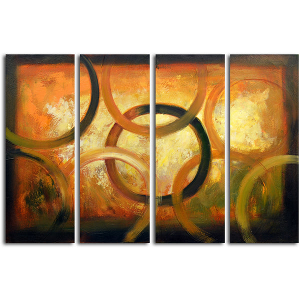 "Rings on a golden tablet" Original Oil painting on Canvas - Set of 4