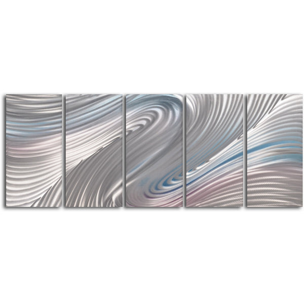"Pink and white taffy panels" 5 Piece Contemporary Handmade Metal Wall Art Set
