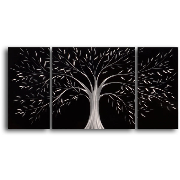 "Moonlit gothic tree" 3 Piece Contemporary Handmade Metal Wall Art Set