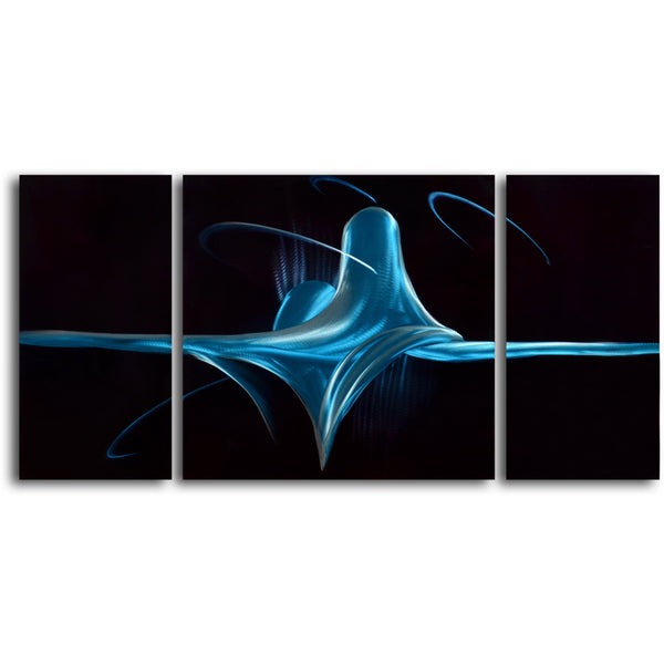 "Heartbeat in blue" 3 Piece Contemporary Handmade Metal Wall Art Set