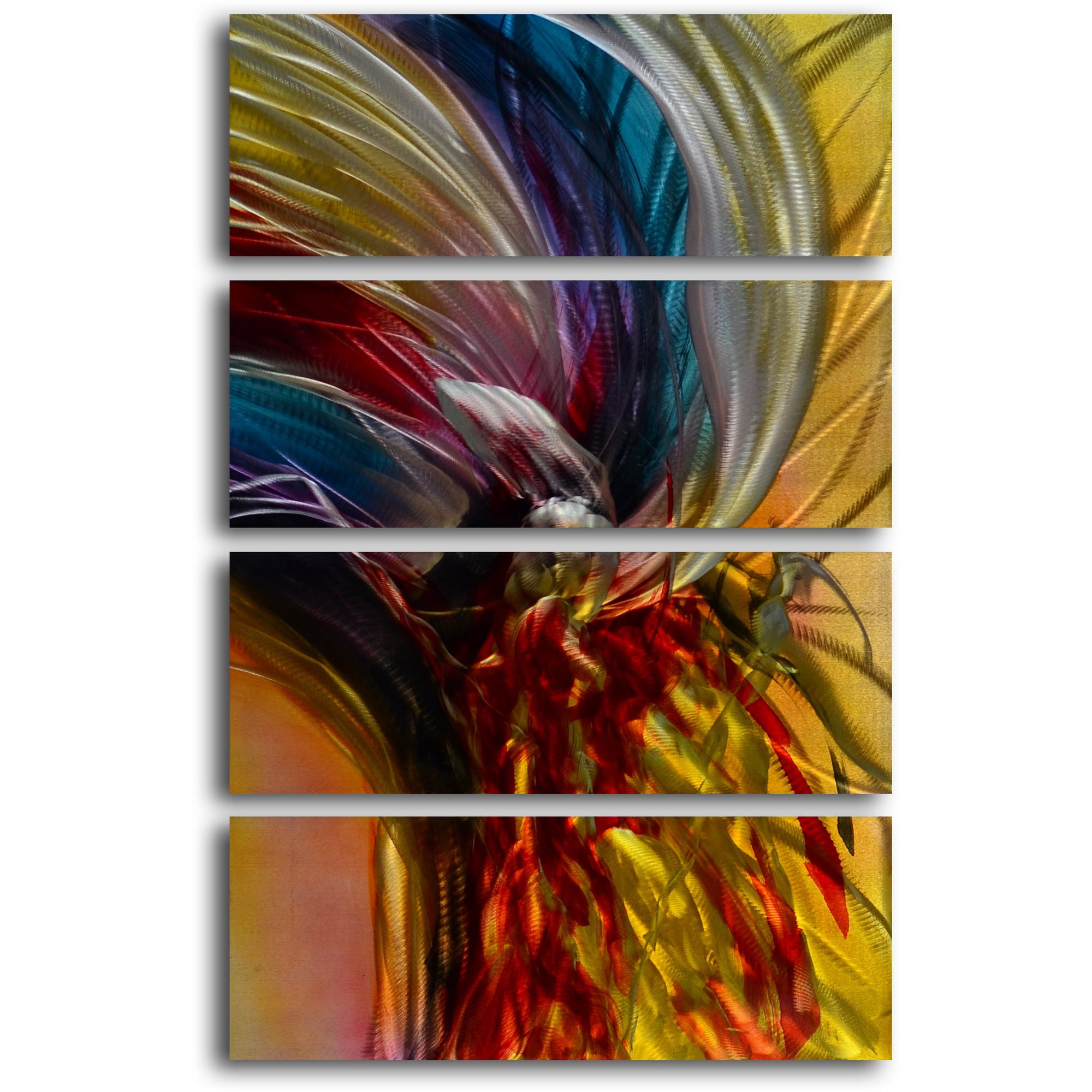 'Phoenix and the Rainbow' 4 Piece Handmade Metal Wall Art Set
