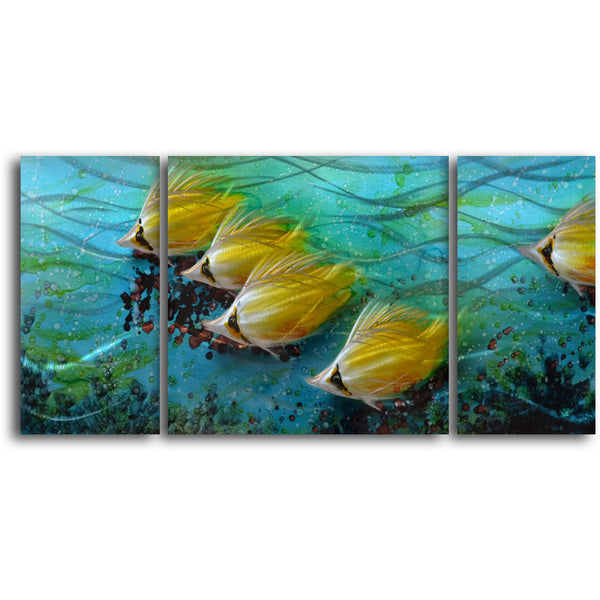 'Just Keep Swimming' 3 Piece Handmade Metal Wall Art Set