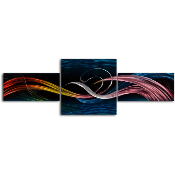 "Trail of electric eel" 3 Piece Contemporary Handmade Metal Wall Art Set
