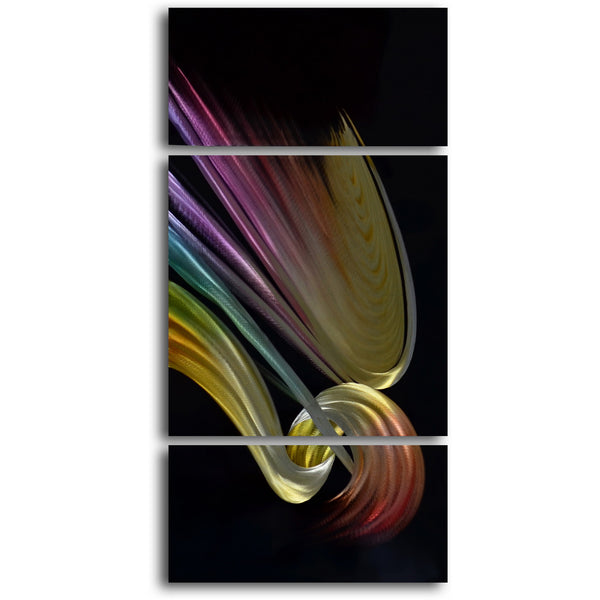 'Two Rainbow Crains' 3 Piece Handmade Metal Wall Art Set