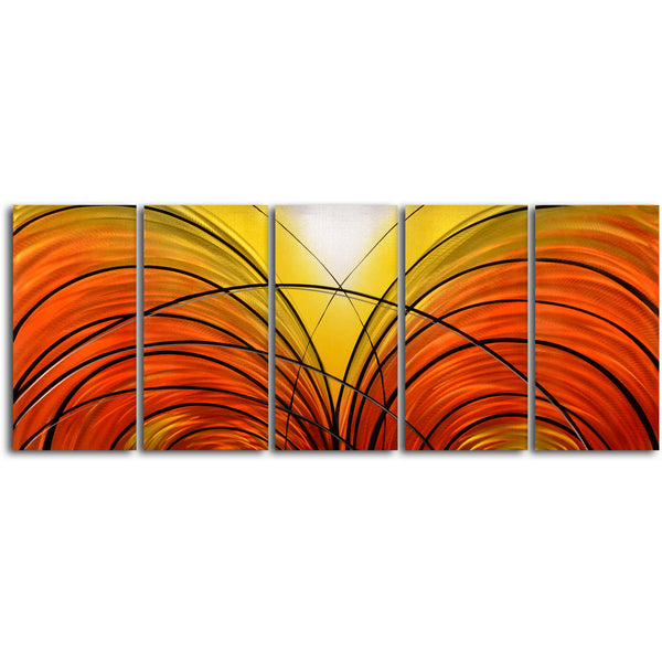 "Twin cornucopia" 5 Piece Contemporary Handmade Metal Wall Art Set