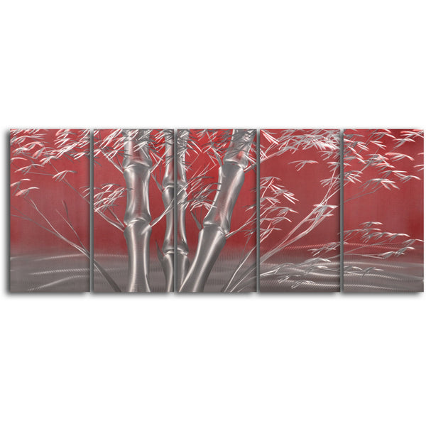 "Metallic bamboo" 5 Piece Contemporary Handmade Metal Wall Art Set